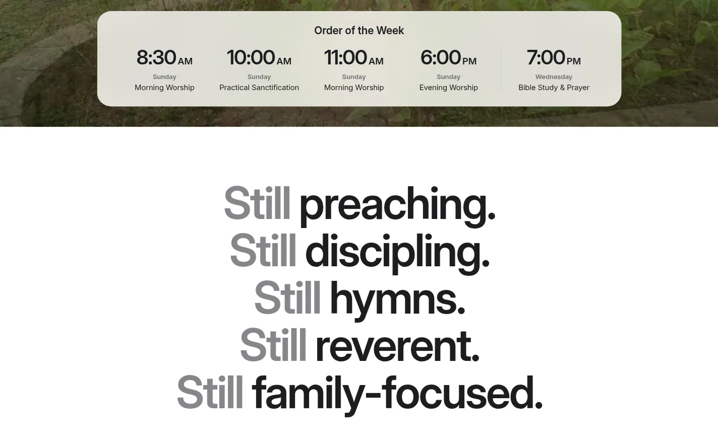 The Rebecca Creek Baptist Church home page